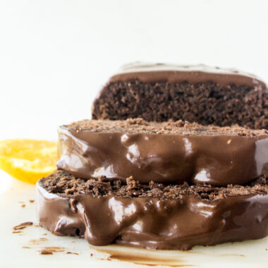 Moist chocolate and orange cake with orange zest infused ganache