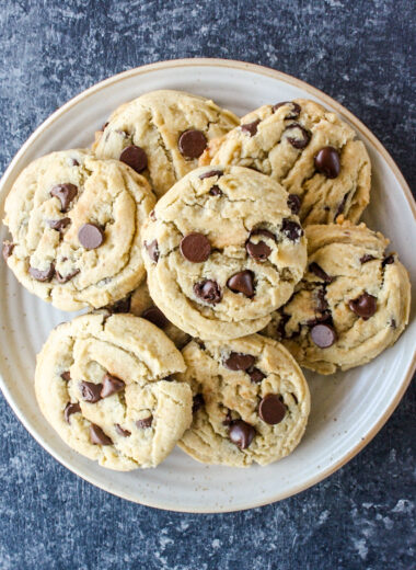 Crispy-edged, chewy eggless chocolate chip cookies