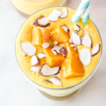 Refreshing breakfast smoothie with yoghurt and fresh mango