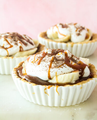 Individual banoffee pies with homemade caramel and all butter pie crust