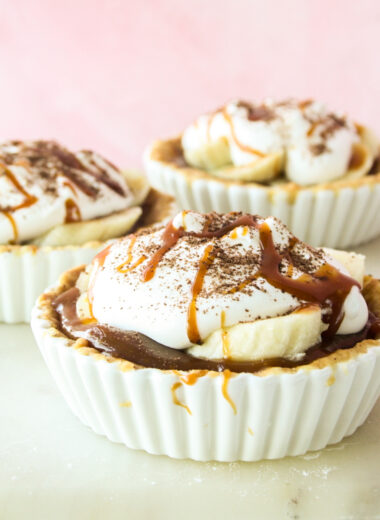 Individual banoffee pies with homemade caramel and all butter pie crust