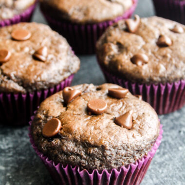 Moist and soft chocolate muffins with lots of chocolate chips