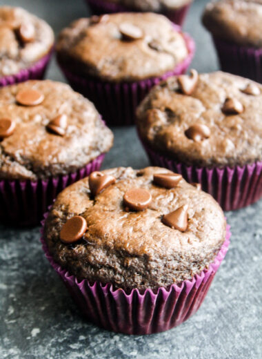 Moist and soft chocolate muffins with lots of chocolate chips