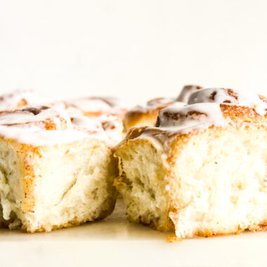 Soft and fluffy cinnamon rolls with a quick vanilla glaze