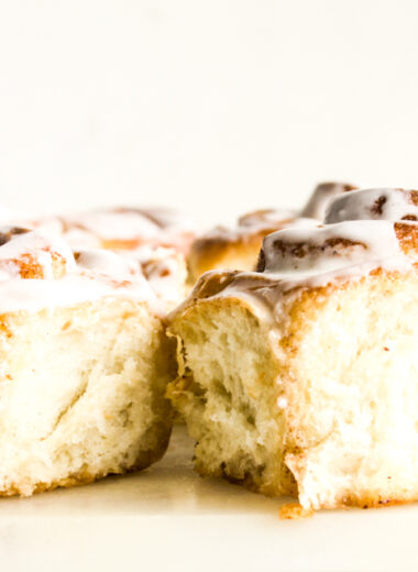 Soft and fluffy cinnamon rolls with a quick vanilla glaze