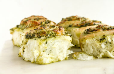 Fluffy and tender homemade pesto and mozzarella rolls