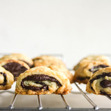 Buttery, flaky sweet salty cookies filled with melted dark chocolate