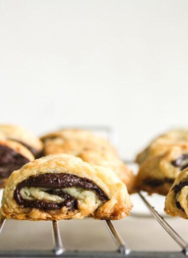 Buttery, flaky sweet salty cookies filled with melted dark chocolate