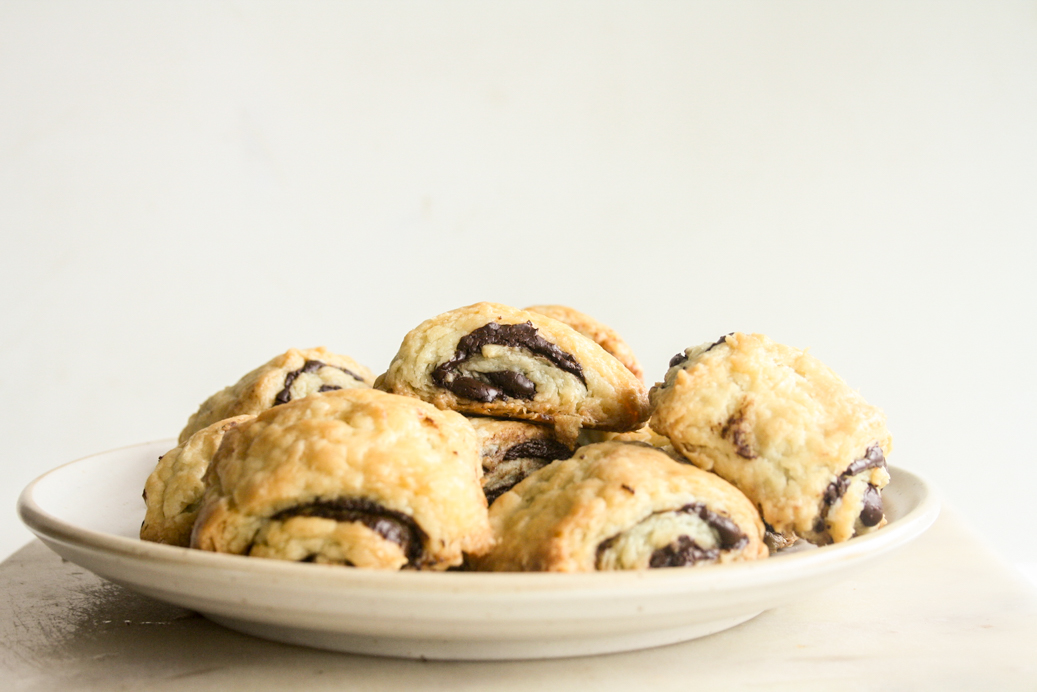 Buttery, flaky sweet salty cookies filled with melted dark chocolate