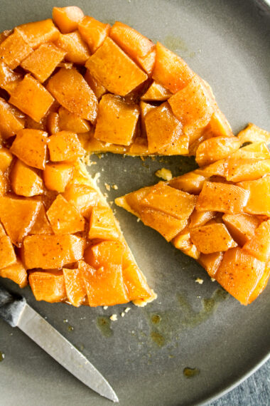 Caramelised apples with cinnamon on a buttery, homemade puff pastry base