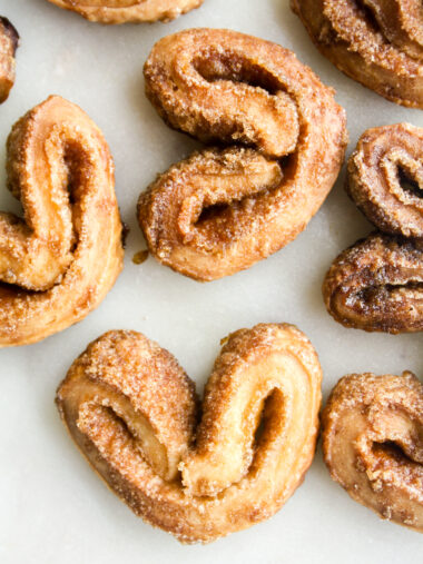 Crunchy, flaky cookies made with homemade puff pastry, layered with brown sugar