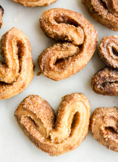 Crunchy, flaky cookies made with homemade puff pastry, layered with brown sugar