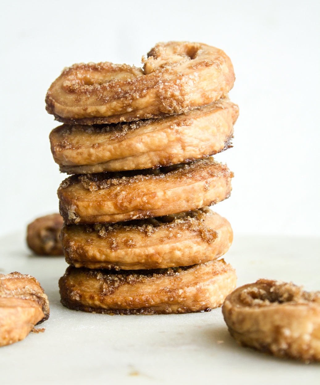 Crunchy, flaky cookies made with homemade puff pastry, layered with brown sugar