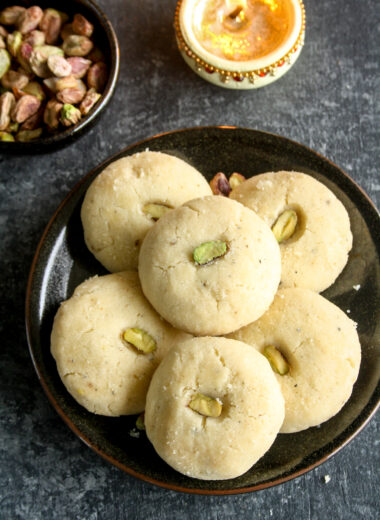 Indian-style shortbread cookies made with ghee and flavoured with cardamom