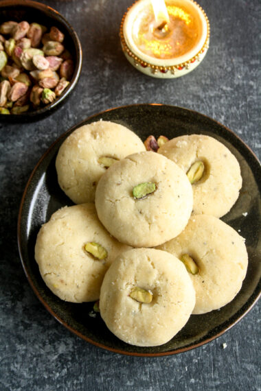 Indian-style shortbread cookies made with ghee and flavoured with cardamom