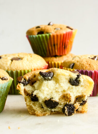 Moist and fluffy classic chocolate chip muffins