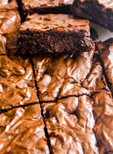 Rich, fudgy coffee brownies with lots of melty chocolate chips