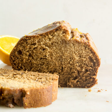 Moist and citrusy spiced ginger cake, with a crackly orange glaze