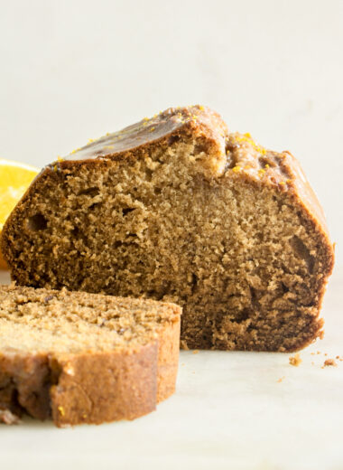 Moist and citrusy spiced ginger cake, with a crackly orange glaze