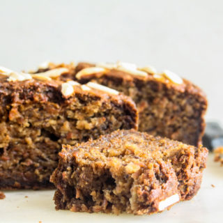 Moist carrot cake with banana, ground almonds and oats