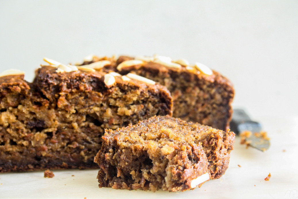 Moist carrot cake with ground almonds and oats for texture