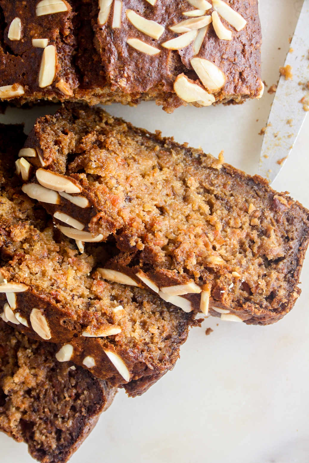 Moist carrot cake with ground almonds and oats for texture
