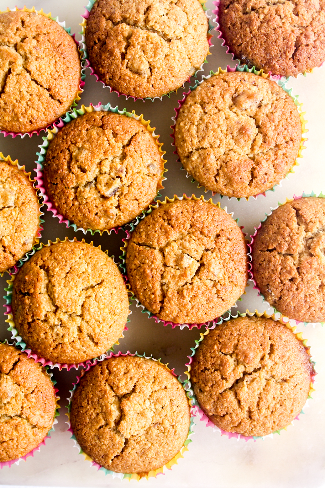 Moist, naturally sweetened muffins with almonds and wholewheat flour