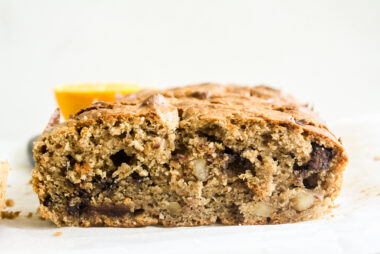 Rye loaf cake with orange zest, walnuts and chocolate chips