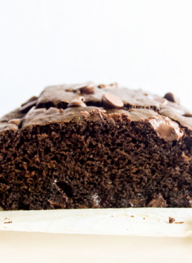 Moist and super soft eggless chocolate cake with lots of chocolate chips