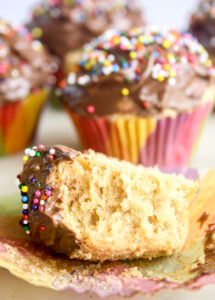 Moist peanut butter cupcakes with chocolate peanut butter frosting