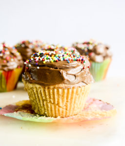 Moist peanut butter cupcakes with chocolate peanut butter frosting