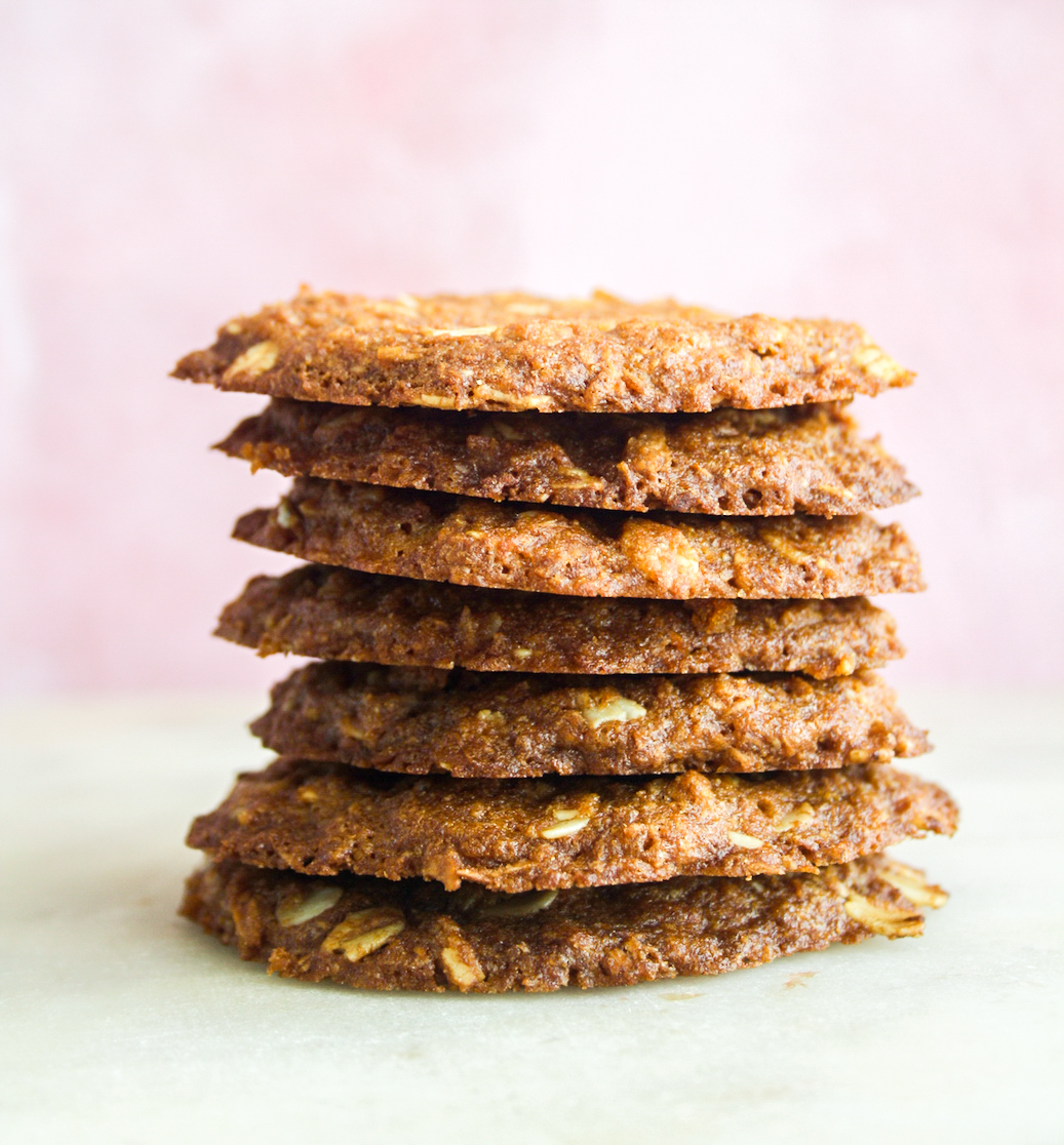 Crisp and buttery coconut oat cookies