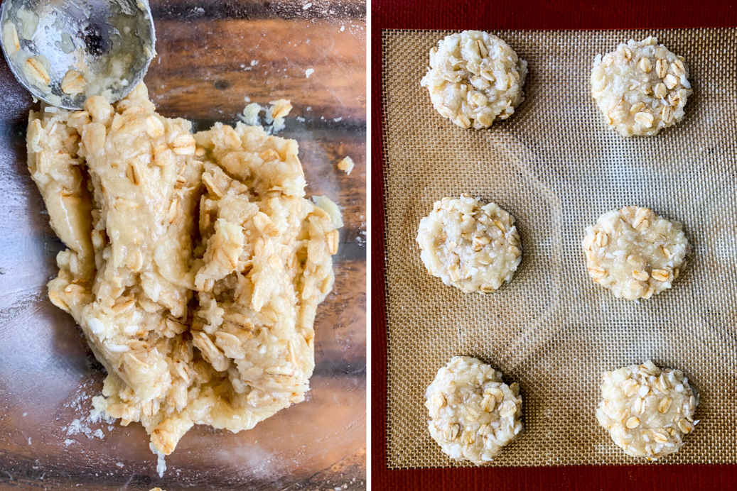 Crisp and buttery coconut oat cookies