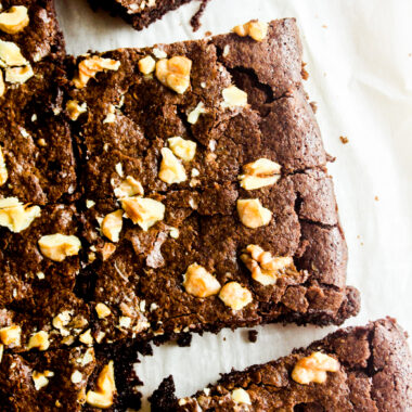 Gooey, fudgy brownies made with cocoa and no melted chocolate