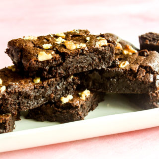 Gooey, fudgy brownies made with cocoa and no melted chocolate