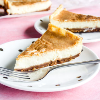 Tangy, creamy, classic baked cheesecake made without eggs