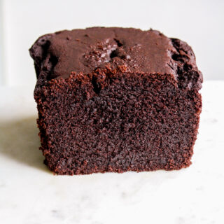 Moist and rich dark chocolate cake