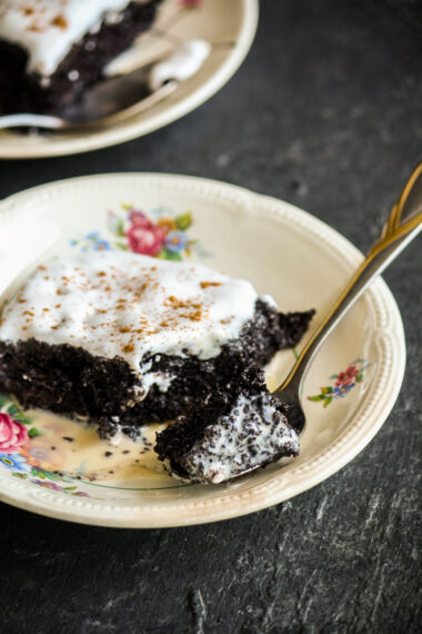 A moist, chocolatey cake soaked in a boozy mixture of cream, condensed milk and evaporated milk