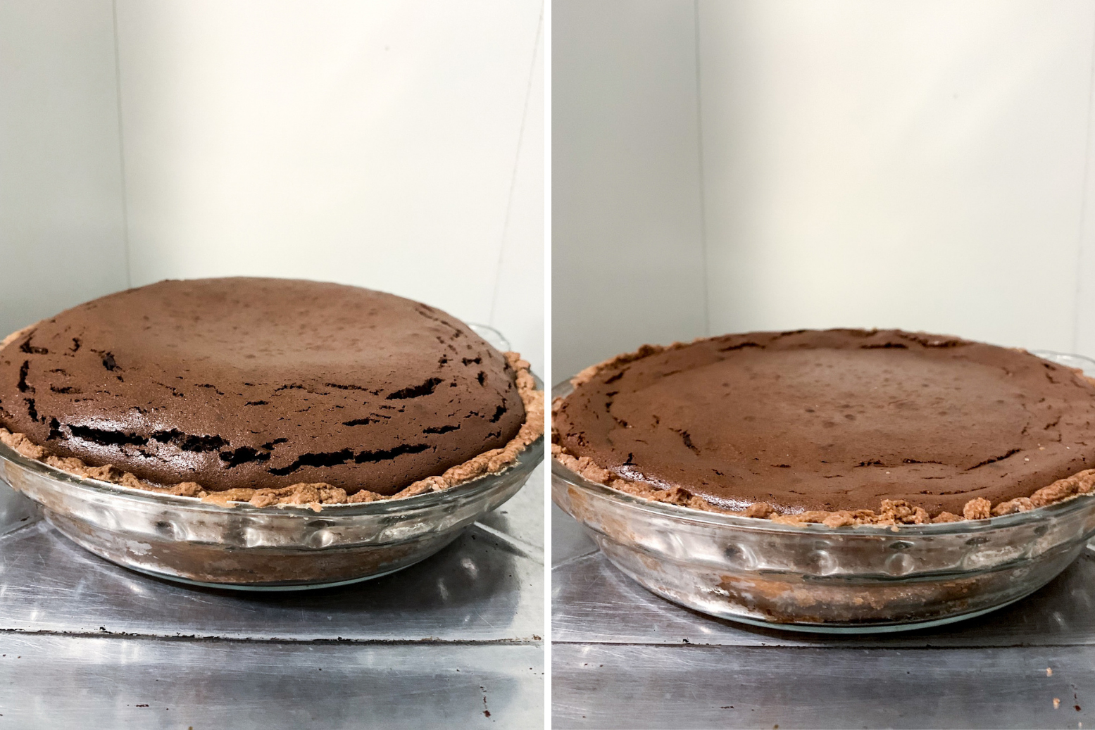 A rich, decadent chocolate and cream filling in a chocolate pie crust