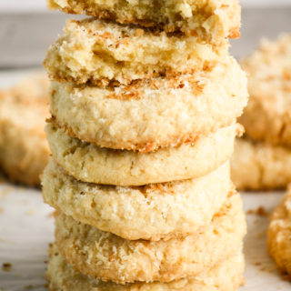 Buttery coconut cookies with soft centers and crispy edges