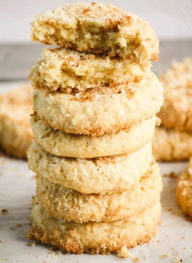 Buttery coconut cookies with soft centers and crispy edges