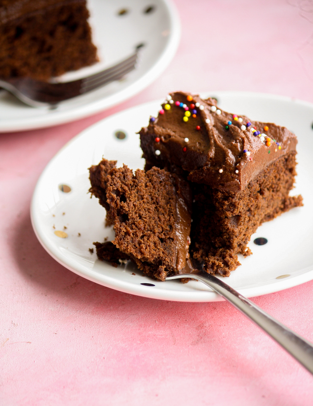 Soft, easy chocolate cake with a fudgy chocolate frosting!
