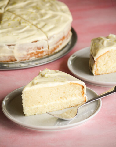 Soft lemony cake layered with a zesty lemon cream cheese frosting!