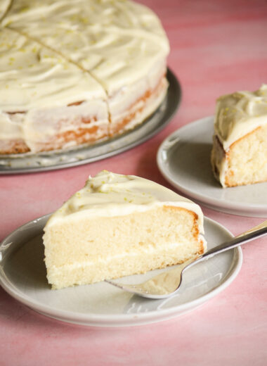 Soft lemony cake layered with a zesty lemon cream cheese frosting!