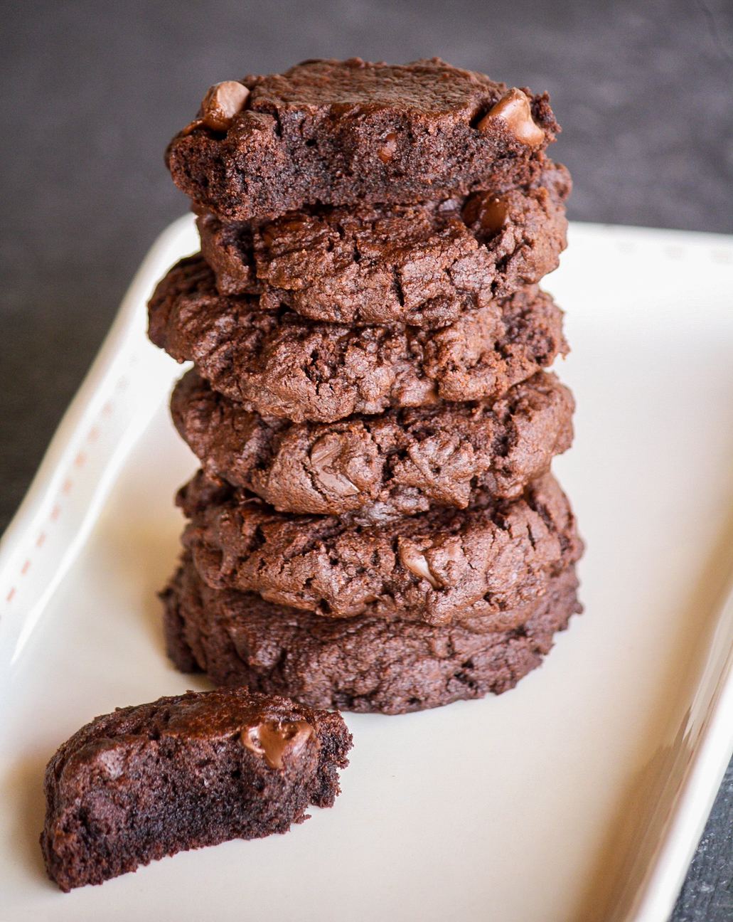 Rich, fudgy triple chocolate cookies with crisp edges and soft centers