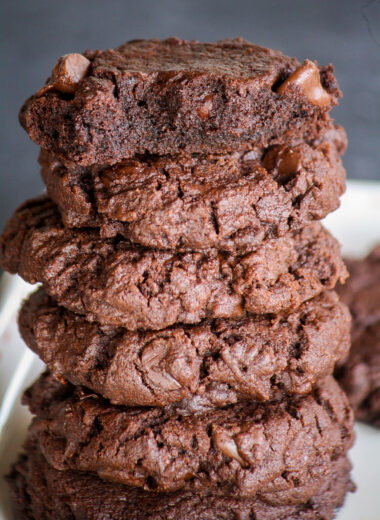 Rich, fudgy triple chocolate cookies with crisp edges and soft centers