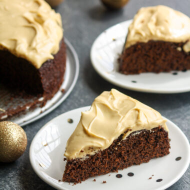 Soft spiced chocolate and ginger cake with tangy cream cheese frosting