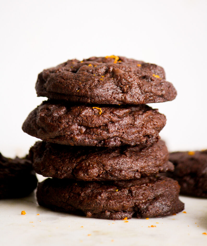 Rich, brownie-like chocolate cookies with fresh orange juice and zest