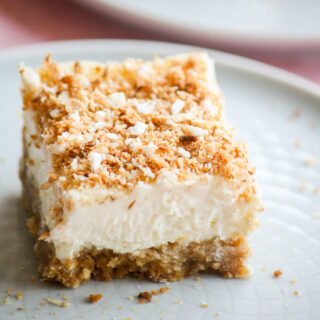 Small-batch baked cheesecake flavoured with coconut cream and shredded coconut!