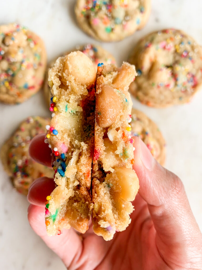 Colourful, chewy and buttery cookies with delicious toasted macadamia nuts
